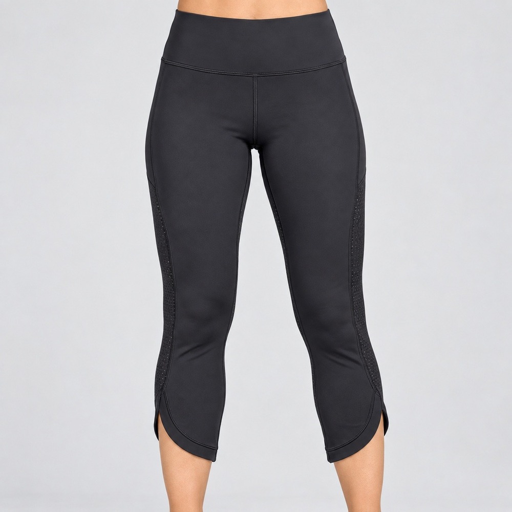 Lululemon Black High Rise Perforated Crop Leggings Womens Size 2